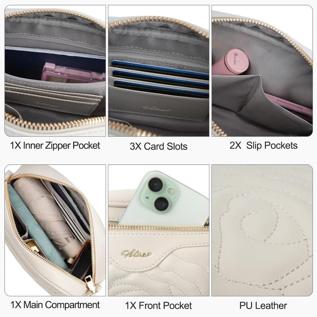 Detalle 2 de HILAEX sac bandoulière femme antivol en cuir PU – petit sac à main avec bandoulière réglable et amovible