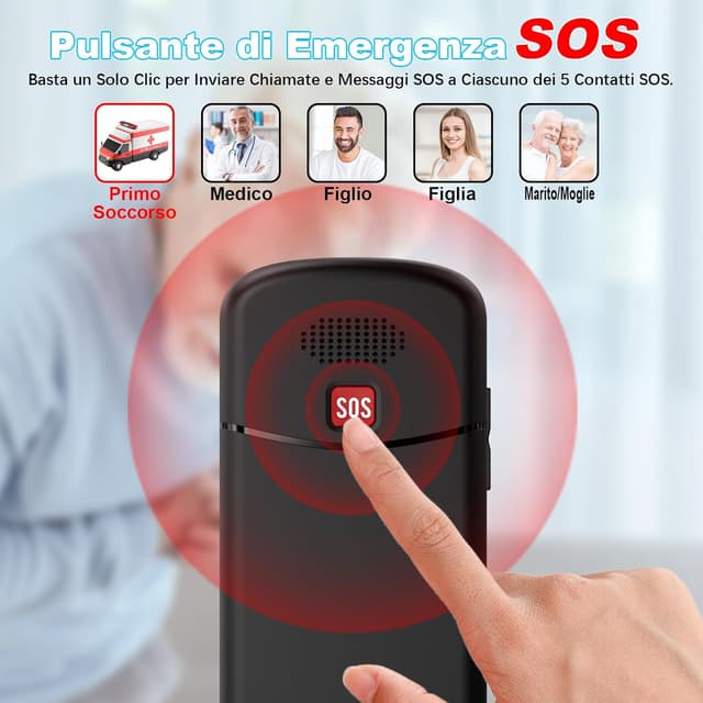 Detalle de Uleway Telefono Cellulare per Anziani 4G con Tasti Grandi e Tasto SOS, Nano SIM, USB-C, Display 1,77