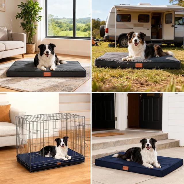 Detalle de WAVVE Panier chien grande taille orthopédique déhoussable 91x69x7,6 cm, gris