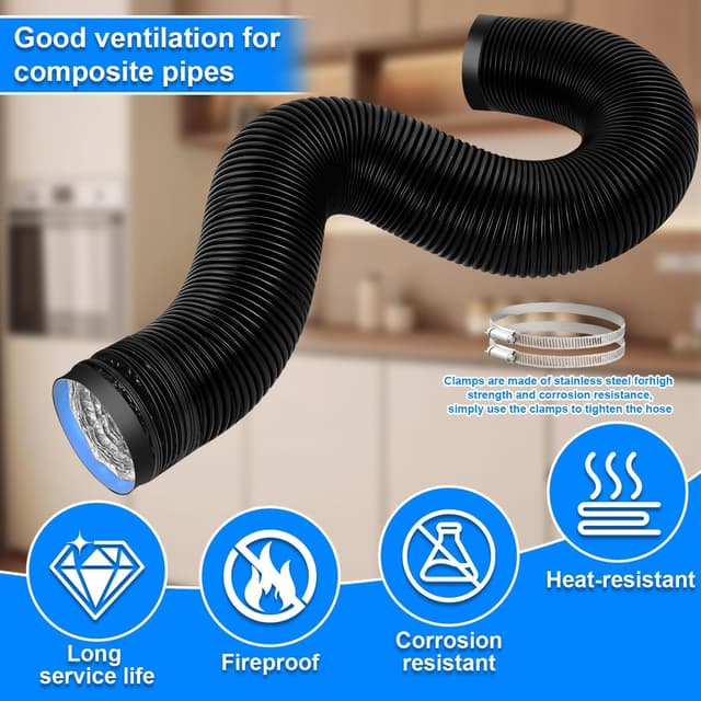 Thumbnail 6 de Tubo flessibile per cappa e ventilazione 153 mm x 3 m in alluminio/PVC con morsetti in acciaio