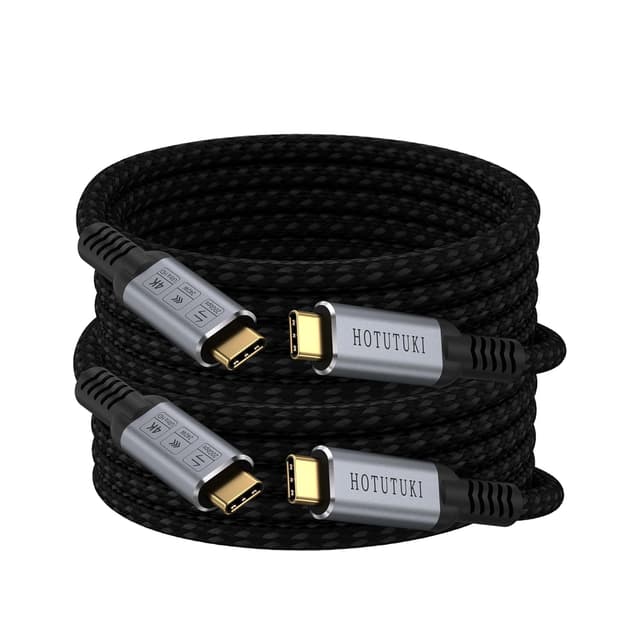 Detalle de HOTUTUKI USB‑C Kabel auf USB‑C (3 m, 2er‑Set) für Thunderbolt 4/3, USB 3.2 Gen 2, 20 Gbps, 240 W