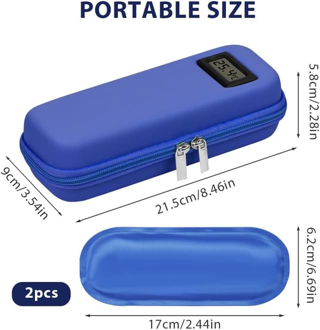 Detalle 2 de Fefod Sac pour Diabétique avec étui isotherme, écran de température et 2 poches de glace gel