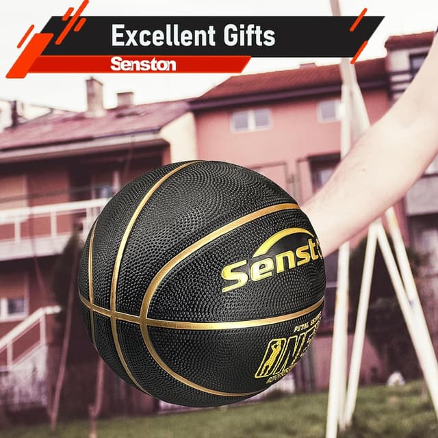 Detalle de Senston Basketball Größe 7 mit Pumpe – Outdoor-Basketball mit Anti-Rutsch-Grip