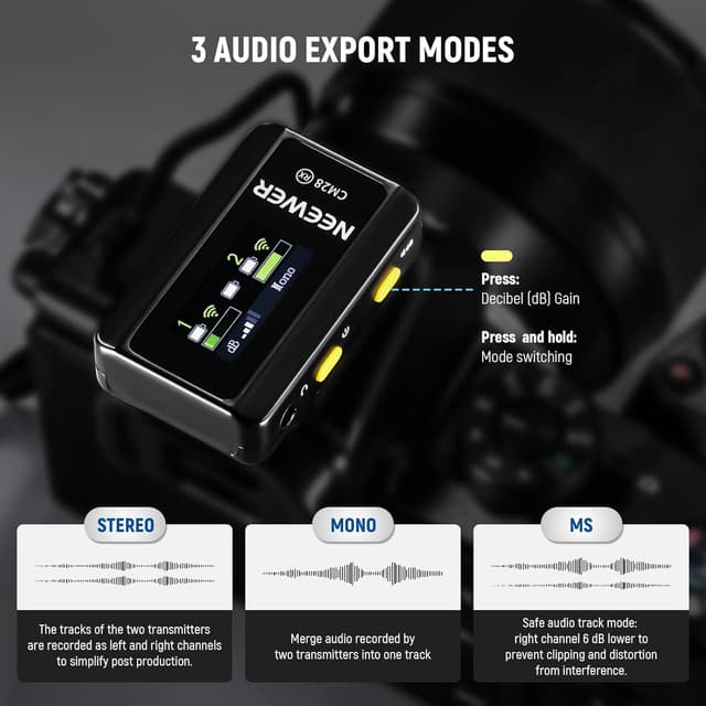 Thumbnail 2 de NEEWER CM28 Wireless Lavalier Mic 9H Playtime