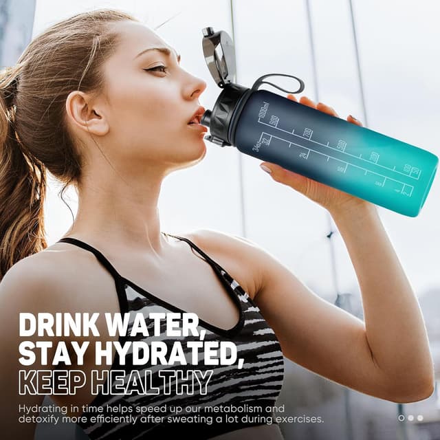 Thumbnail 6 de FULDENT Trinkflasche 1L Sport Wasserflasche (BPA-frei) mit gummiertem Grip – für Fahrrad, Outdoor, Schule & Gym