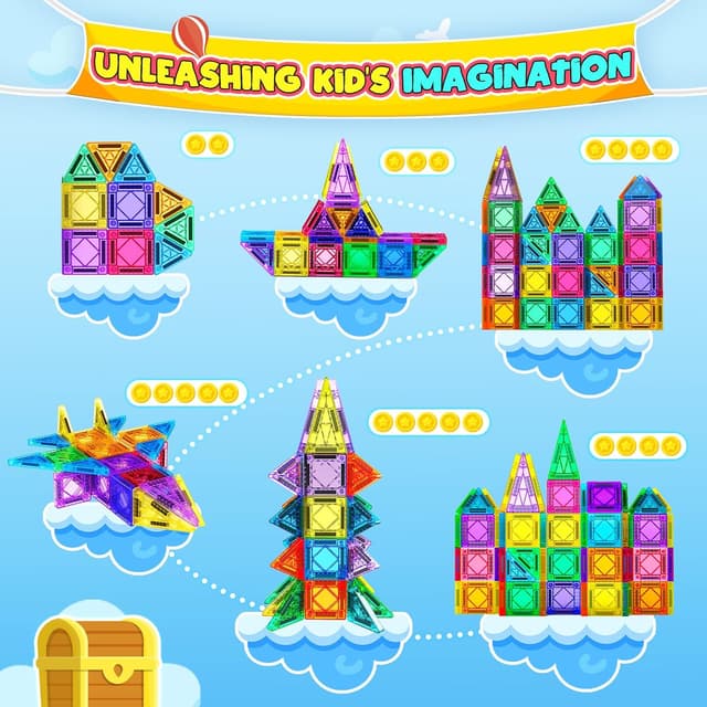 Detalle 2 de Mini Travel Magnetic Tiles Set 43 pcs for Toddlers 🧩