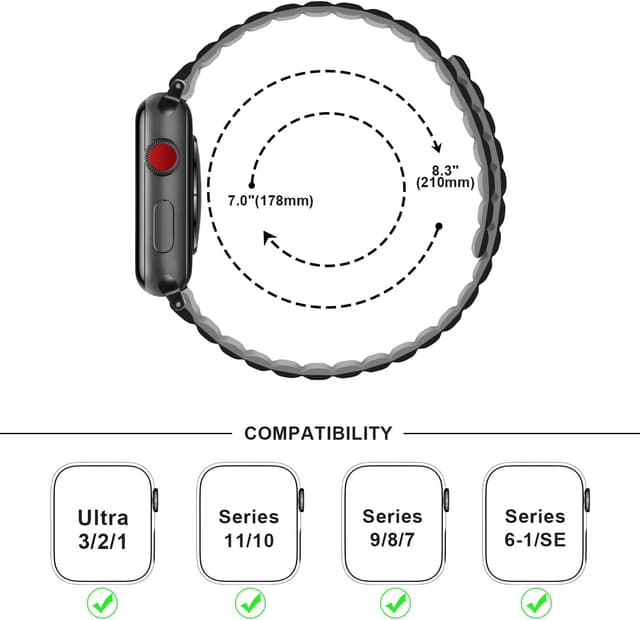 Detalle 2 de Anlinser Magnetic Bands for Apple Watch 49/46/45/44/42/41/40/38mm (Reversible Double-Side Silicone Strap)