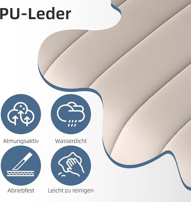 Detalle de Youhauchair Barhocker 2er-Set, drehbar & höhenverstellbar (PU-Leder), Beige