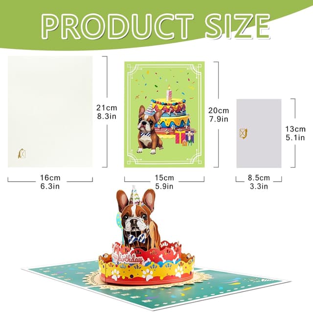Detalle 2 de French Bulldog pop up birthday card