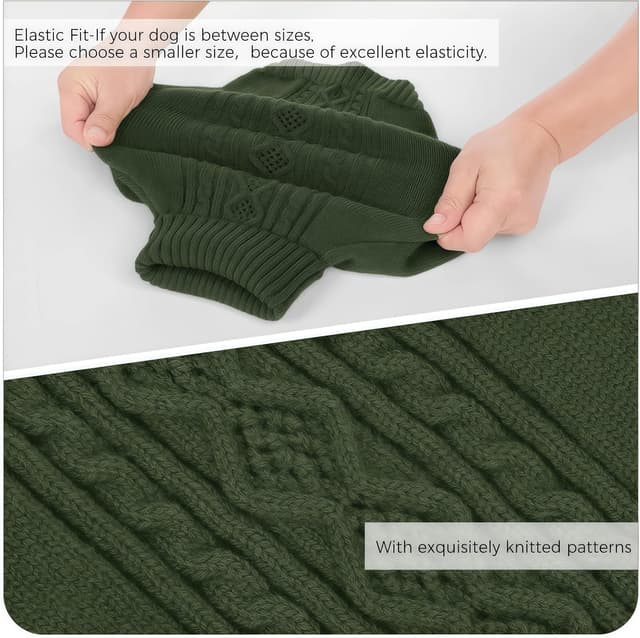 Detalle de KONVINIT Hundepullover Winter Warm & Bequem mit Zopfmuster (XS–2XL) für kompakte Hunderassen