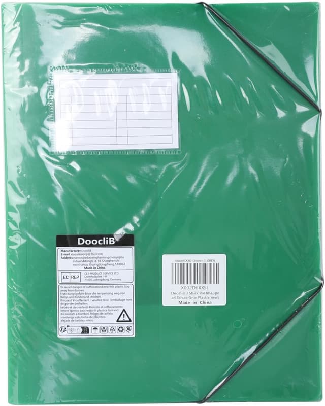 Detalle 2 de DoocliB Postmappe A4 Schule Grün – 3er-Set Sammelmappe mit Eckspanner und Gummibandbefestigung