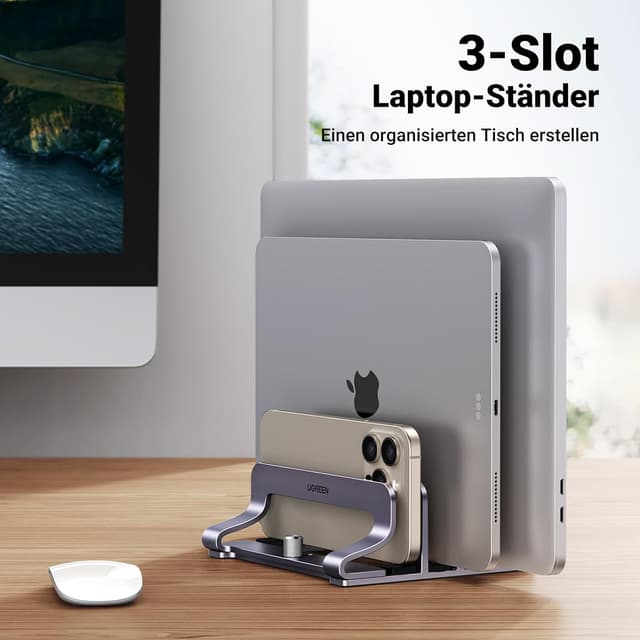 Detalle 2 de UGREEN Vertikaler Laptop-Ständer 3 Slot