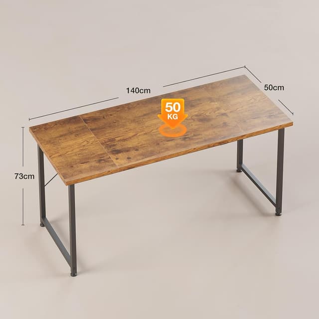 Detalle de ODK Schreibtisch 140×50 cm Computertisch für Büro, Homeoffice & Wohnzimmer in Braun