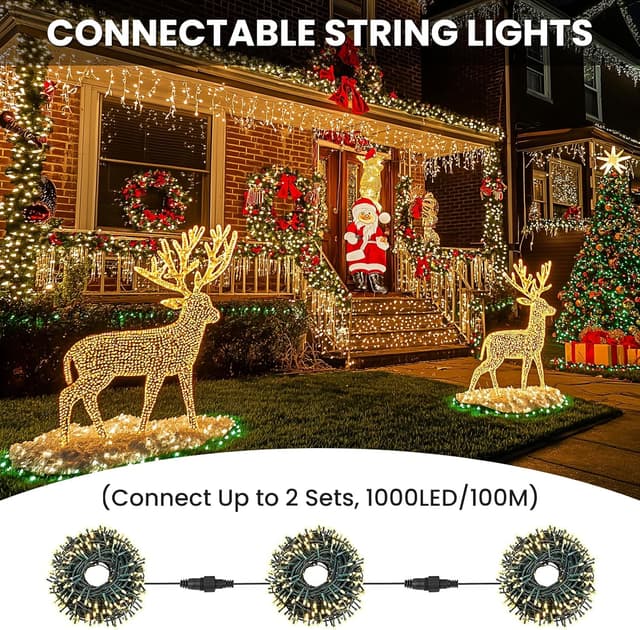 Detalle de CHOIGN Catena luminosa esterno 50 m con 500 LED, 8 modalità e IP44