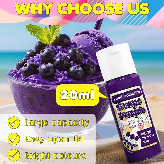 Detalle de Food Colouring Liquid Set (14 colours x 20ml) – Vivid vegan food-grade dye for baking, icing & DIY