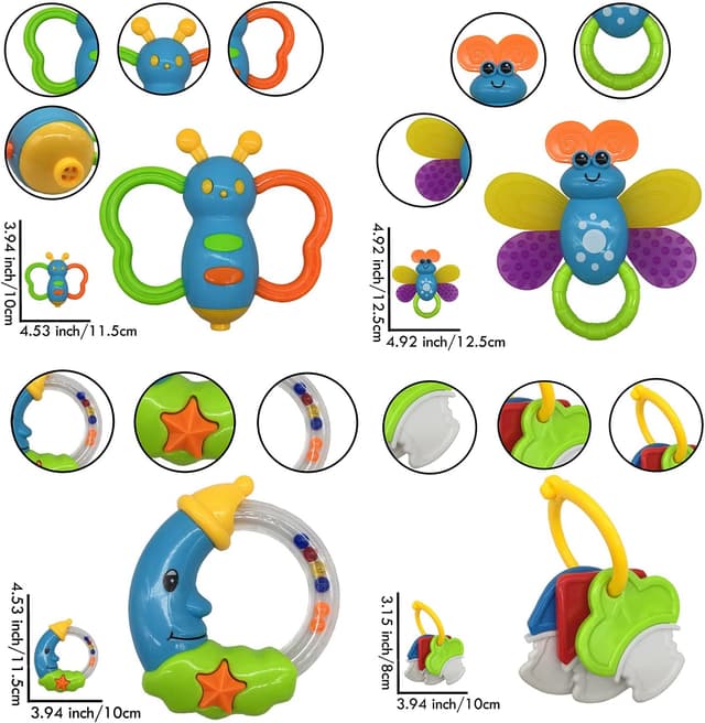 Detalle 2 de fiouni Baby Rattles Teether Set, 11 PCS