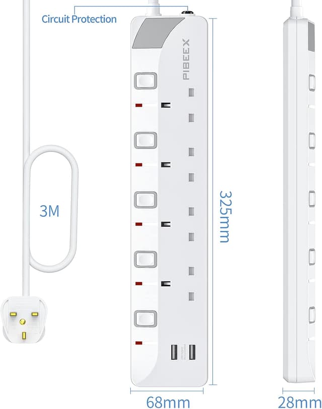 Detalle 2 de 3M 4 Way Extension Lead with USB 3 m