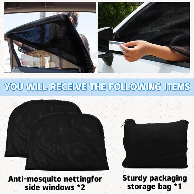 Detalle de 2er-Set Seitenfenster Insektenschutzgitter fürs Auto für Ford Ranger, Toyota Hilux & VW Amarok (Pickup)