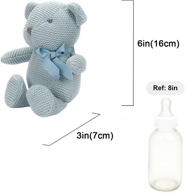 Detalle de FLUFFYFUN 100% Organic Cotton Blue Teddy Bear (6.5") for Newborns