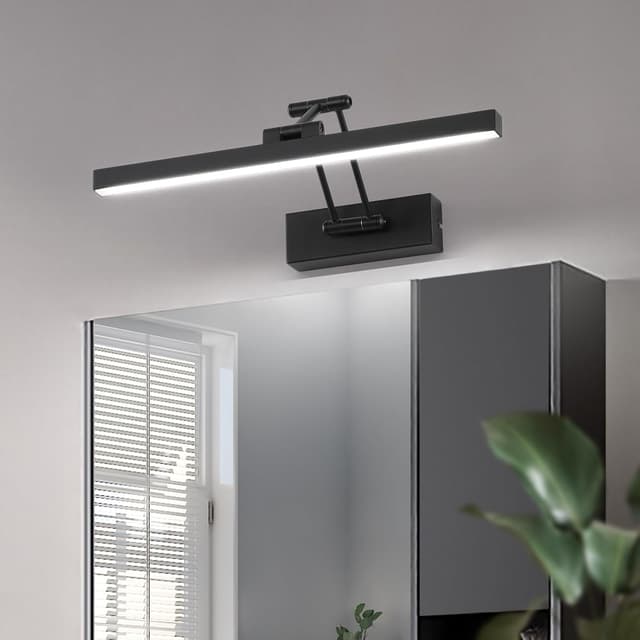 Detalle 2 de Pasoar LED Spiegellampe fürs Badezimmer 40 cm, drehbar & klappbar, IP44, 12 W, Cool White 5.500 K, schwarz