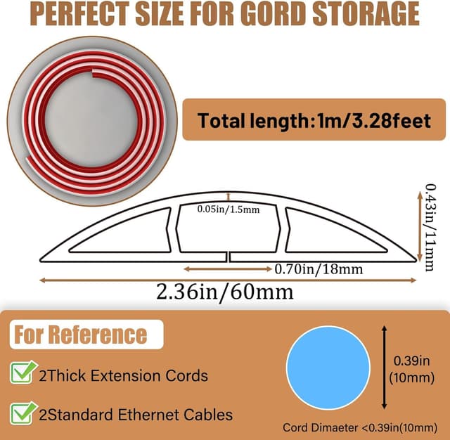 Detalle de DIKARIYA selbstklebender Kabelkanal für den Boden (Weiß), flexibel, 6 cm x 1 m – Kabelbrücke zum Verlegen von Bodenkabeln