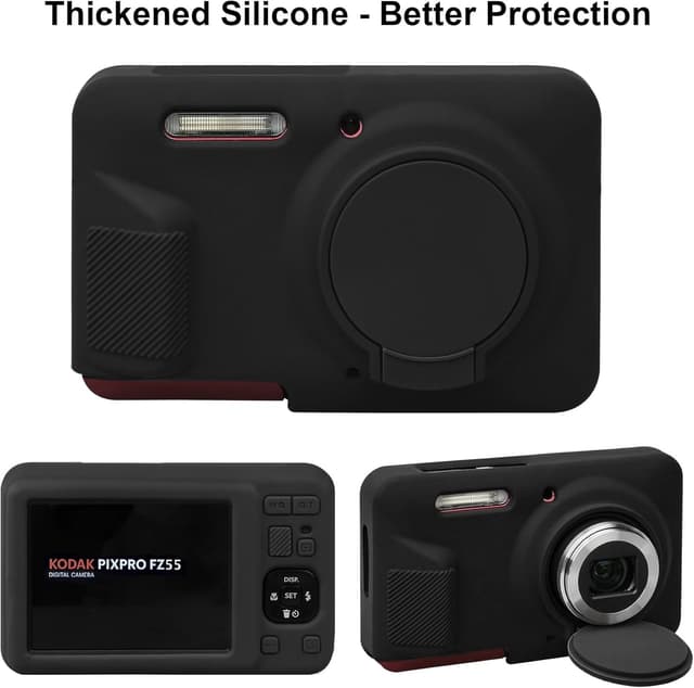 Detalle de Elonbo Soft Silicone Case for Kodak PIXPRO FZ55 (Black) – protective lens cover sleeve