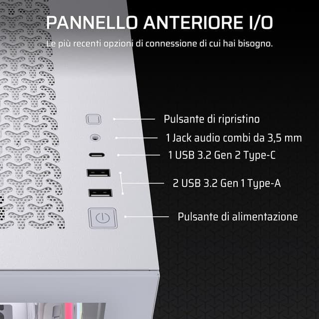 Detalle 2 de CORSAIR 3500X LX-R RGB iCUE LINK (3 ventole LX120-R preinstallate, Hub iCUE LINK) Mid-Tower bianco