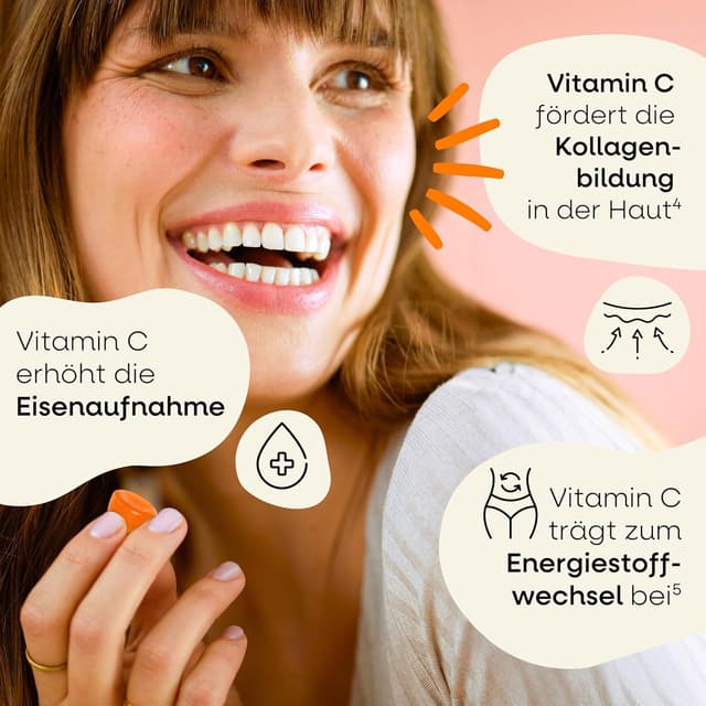 Detalle de Vitamin C Gummibärchen für Erwachsene – hochdosierte Vitamin-C Gummies mit 125 mg, vegan & gluten- sowie laktosefrei (60 Stück)