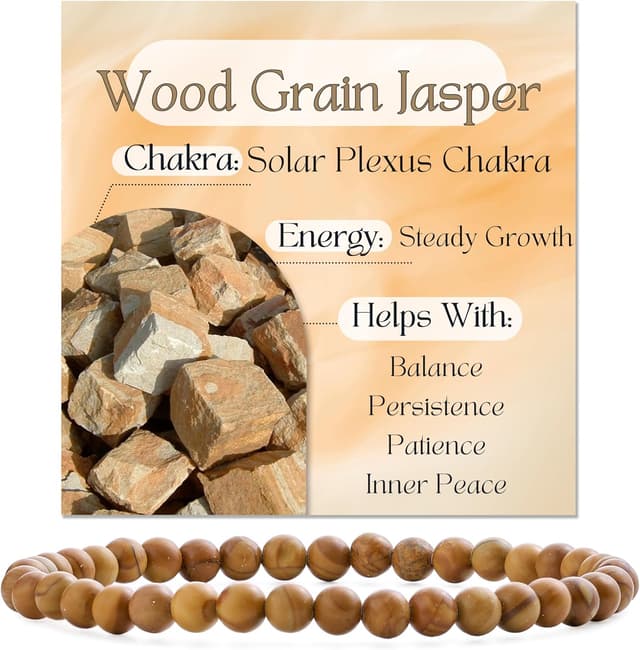 Detalle de Bivei Braccialetto di cristallo con perle da 4 mm in pietra naturale, elastico estensibile per donna