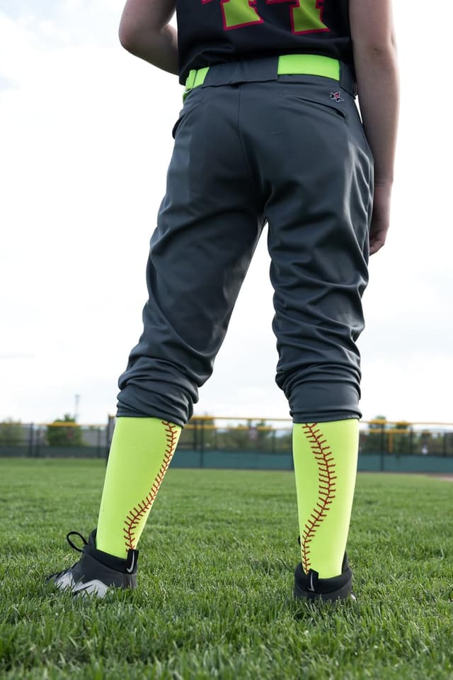 Detalle 2 de MadSportsStuff Softball Socks with Stitches (Over-the-Calf) for Girls & Women, Youth and Adult Sizes
