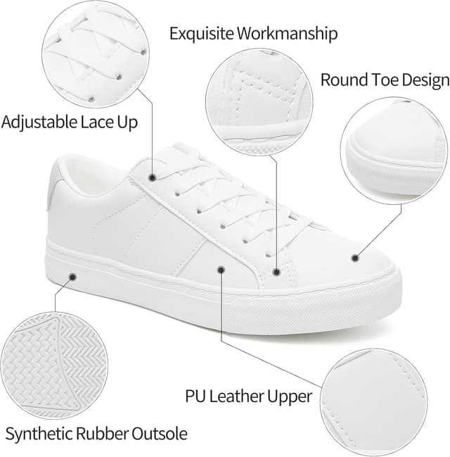 Detalle de Adokoo Women's PU Leather Sneakers