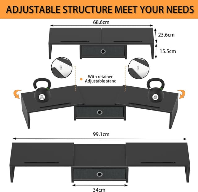 Detalle 2 de OYRREU Monitorerhöhung 15,5 cm für 2 Monitore