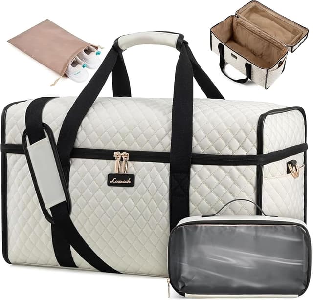 Detalle de LOVEVOOK 53 x 24 x 32cm Travel Bags for Women – 180° opening maternity duffel & cabin holdall with shoe pocket