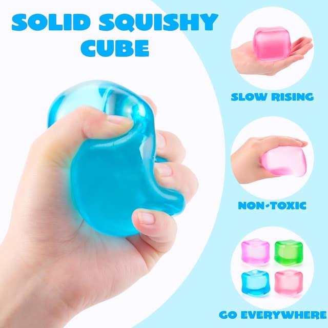 Detalle de JOYIN 4-Pack Squishy Stress Cubes (2-Inch) — Slow-Rising Sensory Fidget Toys
