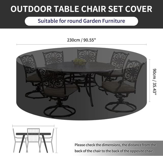 Detalle 2 de PATIO PLUS Garden Heavy Duty Round Table Cover (600D Oxford) with Air Vents – Waterproof, Windproof & Anti-UV, 230x90cm, Green