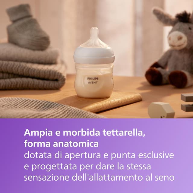 Detalle de Philips Avent Natural Response Gift Set SCD837/10: biberon 125 ml T2 (0m+) con tettarella anticolica e ciuccio ultra air