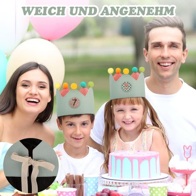 Thumbnail 3 de URAQT Corona Cumpleaños Infantil reversible