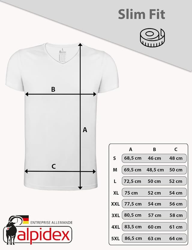 Thumbnail 6 de Lot de 4 t-shirts ALPIDEX homme col en V (coton/élasthanne) à porter en sous-vêtement