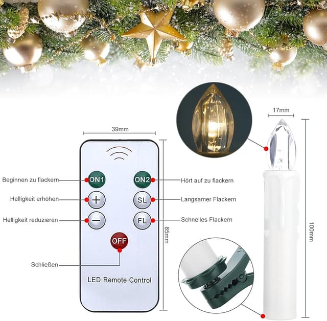 Thumbnail 4 de EXTSUD Velas Navidad LED 20 piezas con mando 🎄