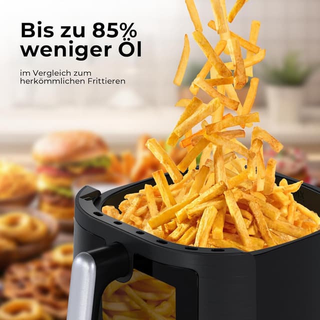 Detalle de Balter HL-551T Heißluftfritteuse (Airfryer) XXL, 5,5 l, mit Sichtfenster & 12 Programmen