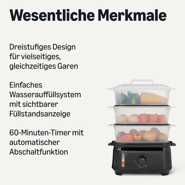 Thumbnail 1 de Amazon Basics Elektrischer Dampfgarer 9L