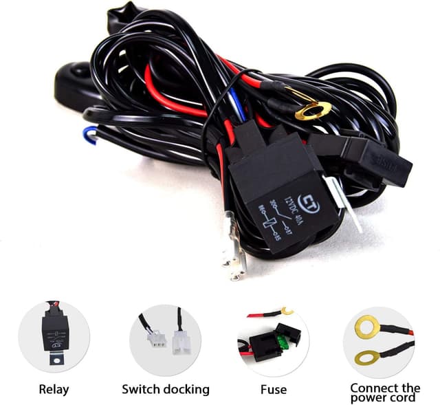 Detalle de SKYWORLD 20 inch 510W LED Light Bar Kit with 2×4 inch 18W Flood Pods and 12V Wiring Harness (Off-road Driving/Fog Lights)