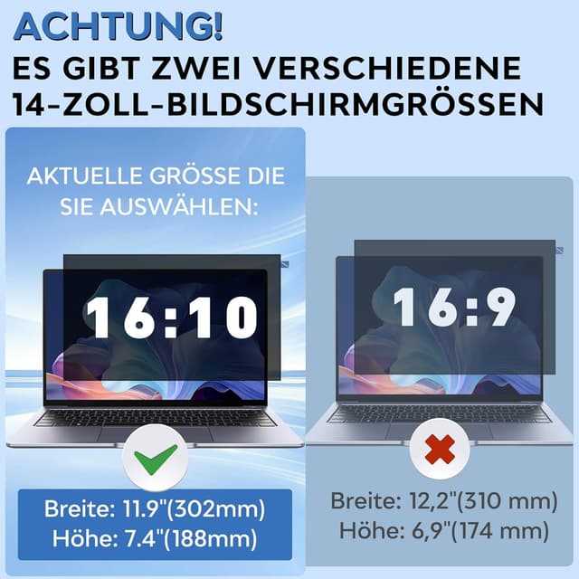 Detalle de Blickschutzfolie 14 Zoll 16:10