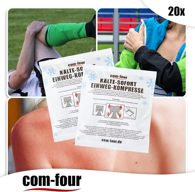 Detalle 2 de COM-FOUR® 20 compresses froides instantanées jetables à plier (15 x 17 cm) en papier spécial, usage externe — 20 pièces