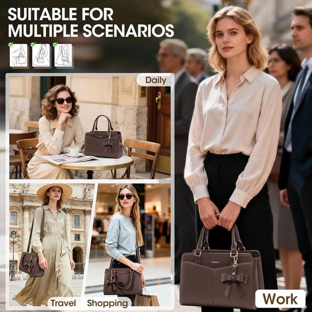 Detalle 2 de RAINSMORE Sac à main femme en cuir PU 31 x 14 x 22 cm, bandoulière amovible et poches zippées