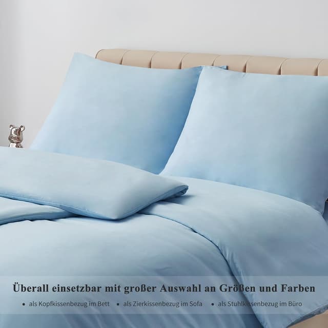 Detalle de Aisbo Kissenbezug 80x80 im 2er-Set (Hellblau) aus Mikrofaser mit Reißverschluss