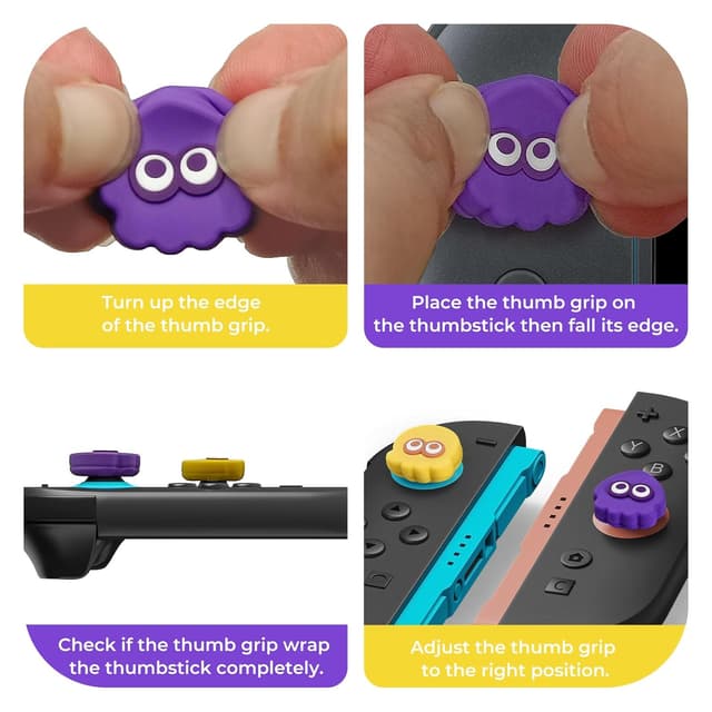 Thumbnail 6 de Joystick-Kappen für Switch 2 (2er-Set) – FUNLAB Thumb Grips kompatibel mit Switch 2 & Pro Controller, Gelb & Lila (4 Stück)
