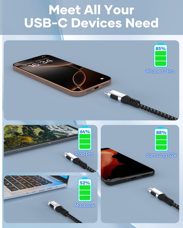 Thumbnail 6 de Zestiq USB‑C auf USB‑C Kabel (0,5 m) mit PD 240 W, 20 Gbit/s und 4K@60 Hz