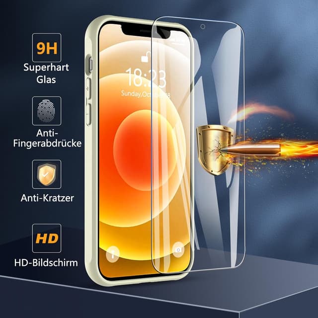 Thumbnail 6 de Hensinple coque iPhone 12 / 12 Pro avec verre trempé antichoc 2 couches (blanc)