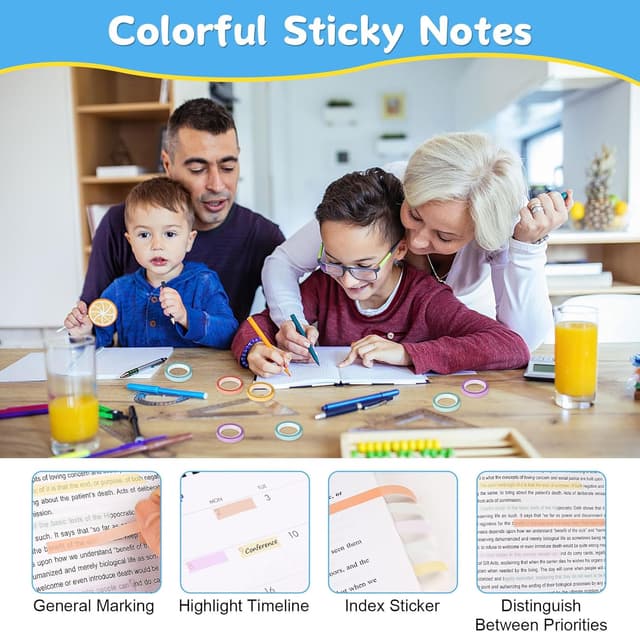 Detalle 2 de Hoiny 10 Rollen transparente fluoreszierende Haftnotizen / Highlight Strips (5 x 6 mm)